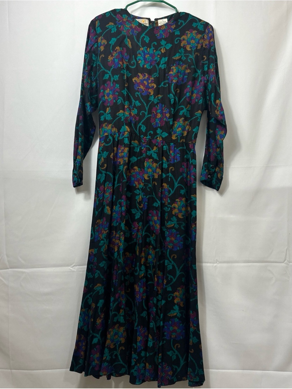 VNTG 80/90’s Whimsigoth Floral Maxi Dress Long Sleeve Liz Claiborne A Line M